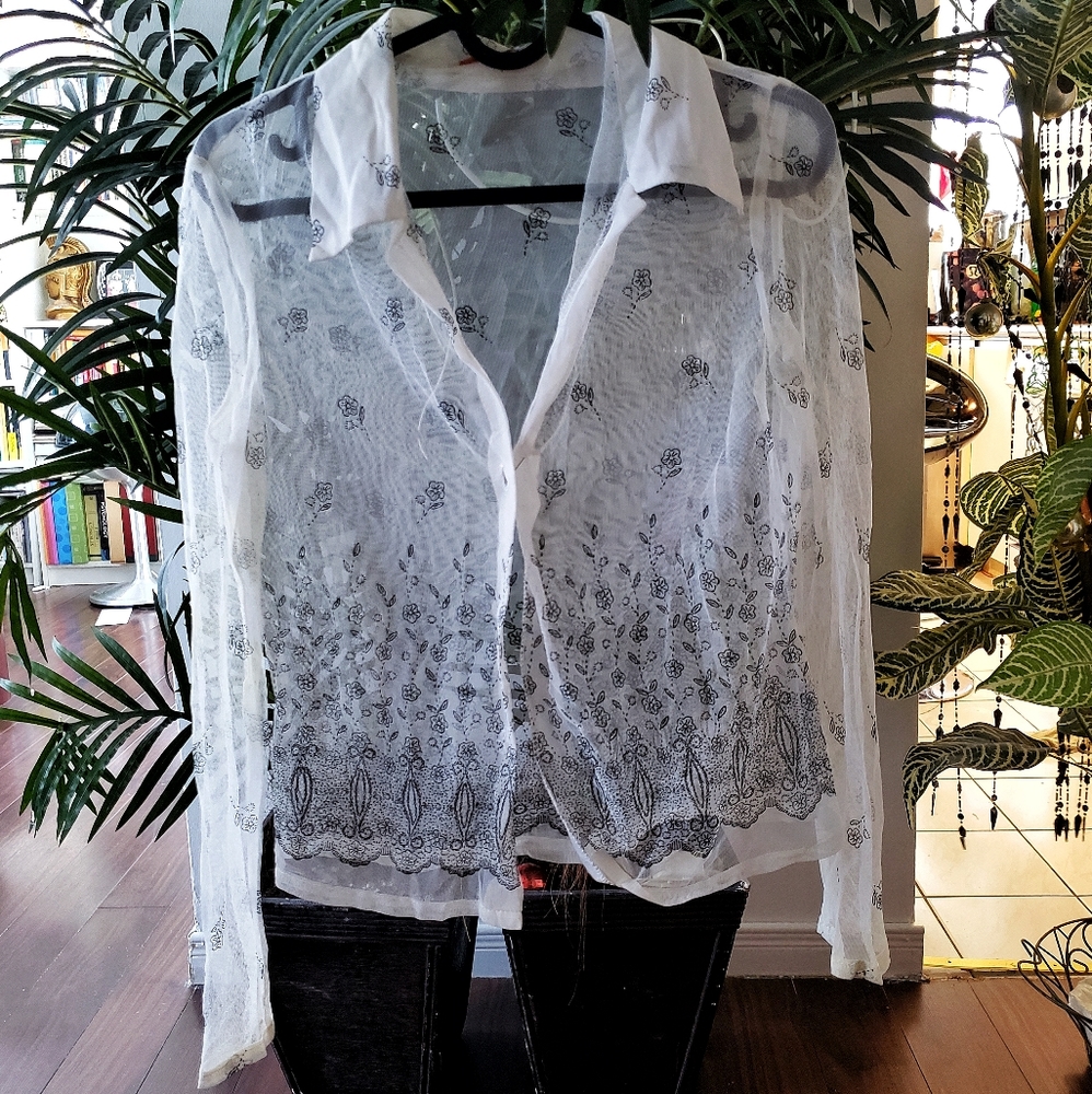Mesh sheer blouse